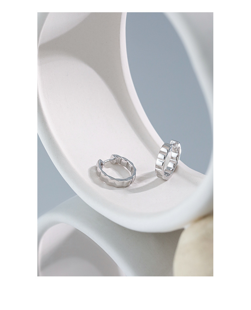 1 Piece Quantity 071 Korean Version Of Minimalist Chocolate Plaid S925 Sterling Silver Earrings
