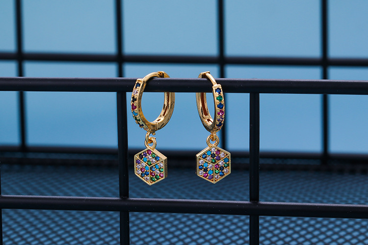 10g Weight Zircon Inlay Material Earrings Classification Housewarming, Anniversary, Business, Wedding, Travel, Birthday, Festival Occasion Copper Material Geometric Pattern Women'S Gender Plating Design Fashion Style Copper Plating Geometric Zircon 37