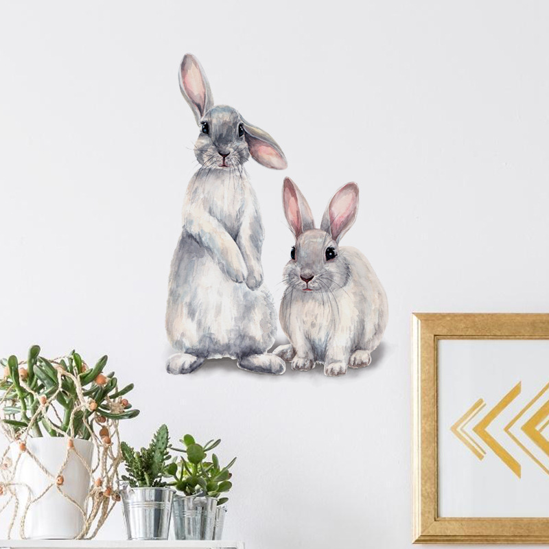 New Wall Stickers Two Cute Rabbits Children's Room Home Decoration Removable Wall Stickers display picture 3