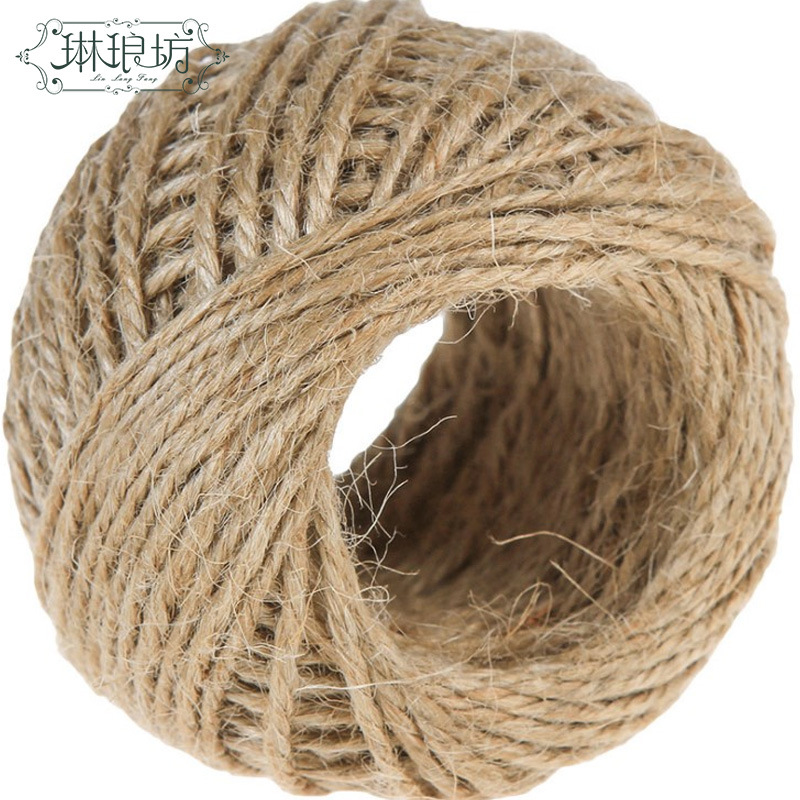 2mm de dos hilos de cuerda de cáñamo nueva cuerda trenzada hecha a mano vintage jardinería flor tienda ramo etiqueta decorativa cuerda de encuadernación 50 m