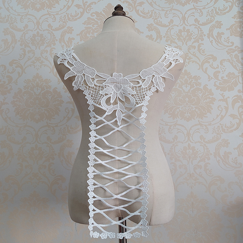 镂空后背领 水溶蕾丝立体花 DIY花边辅料 牛奶丝刺绣领花 绣花