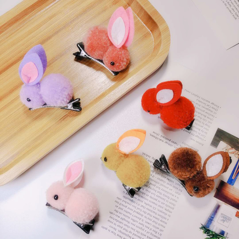 地推小礼品秋冬新款小兔子毛绒发夹网红发饰可爱动物卡通鸭嘴夹|ms