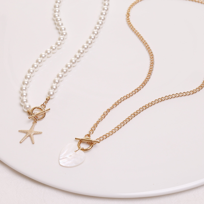 personality creative love starfish pearl multilayer necklacepicture6