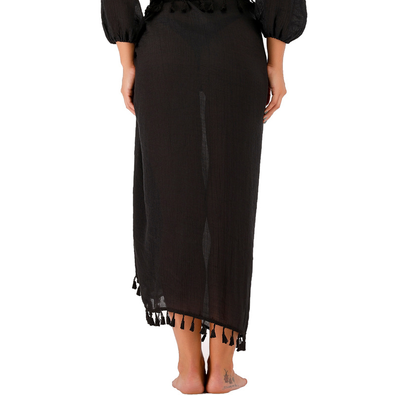 112g Weight Midi Dress Dress Length Type Polyester Fabric Type Mid Waist Waist Line 1 Piece Quantity Daily Occasion Solid Color Pattern Women'S Gender Tassel Design Fashion Style Women's Fashion Solid Color Tassel 1 Piece Cover Ups 17
