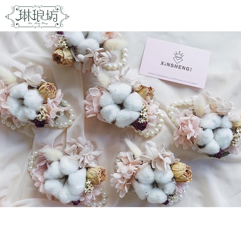 Algodón seco con varillas grandes flores cajas de regalo ramo de flores decoración gran cabeza de algodón blanco Navidad Festival de Primavera Flor eterna