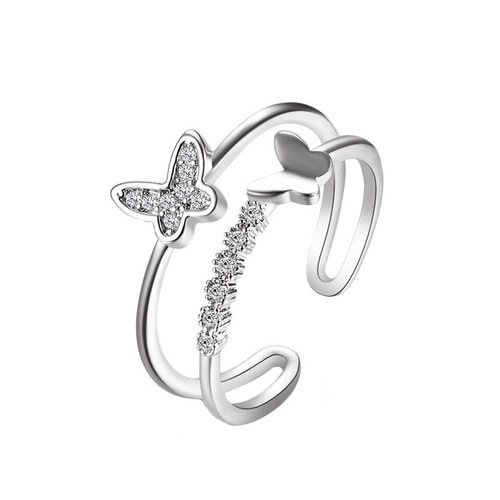 Internet celebrity fashion personality butterfly open ring student chic minimalist index finger ring cold style ring for women