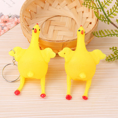 Funny Creative Toy Stress-Relief Rooster Keychain Egg-Jumping Rooster Prank Egg-Laying Rooster Venting Stress-Relief Gag Manufacturer Direct Sale