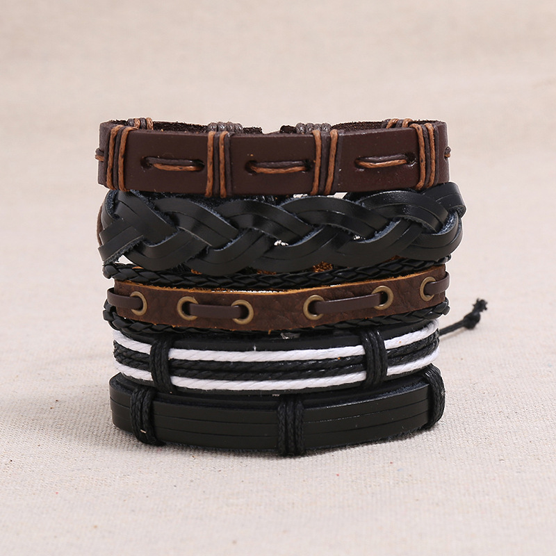 Retro Woven Bracelet Cross-border E-commerce  Diy Cowhide Bracelet Jewelry Wholesale display picture 1