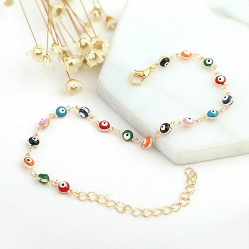 New European and American foreign trade products Creative and simple devil's eye Personalized handmade gravel bohemian style beach anklet