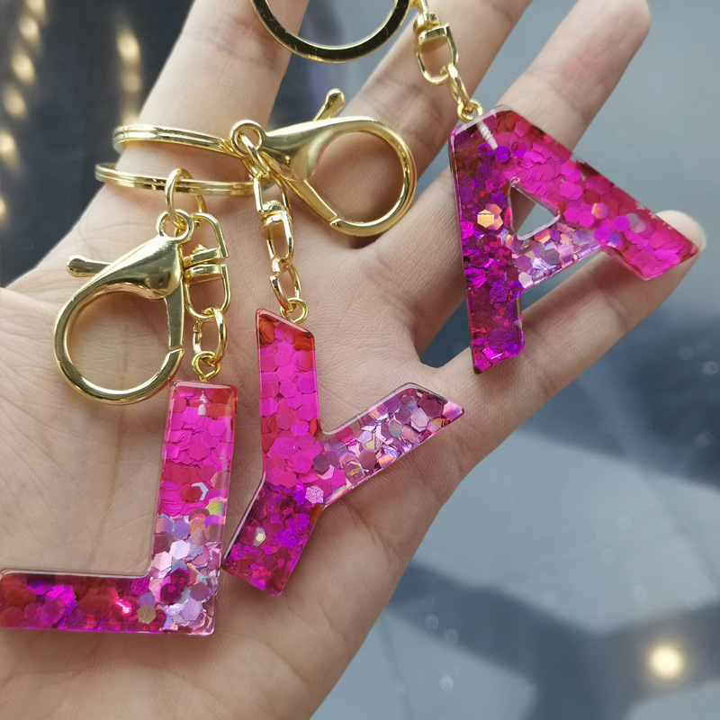 Resin, Metal Material 1 Piece Fashion Letter Resin Metal Sequins Women's Keychain