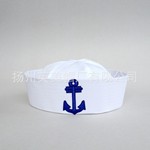 绣花水手帽子男女制服帽子白色船长帽子批发涤纶白色海军帽