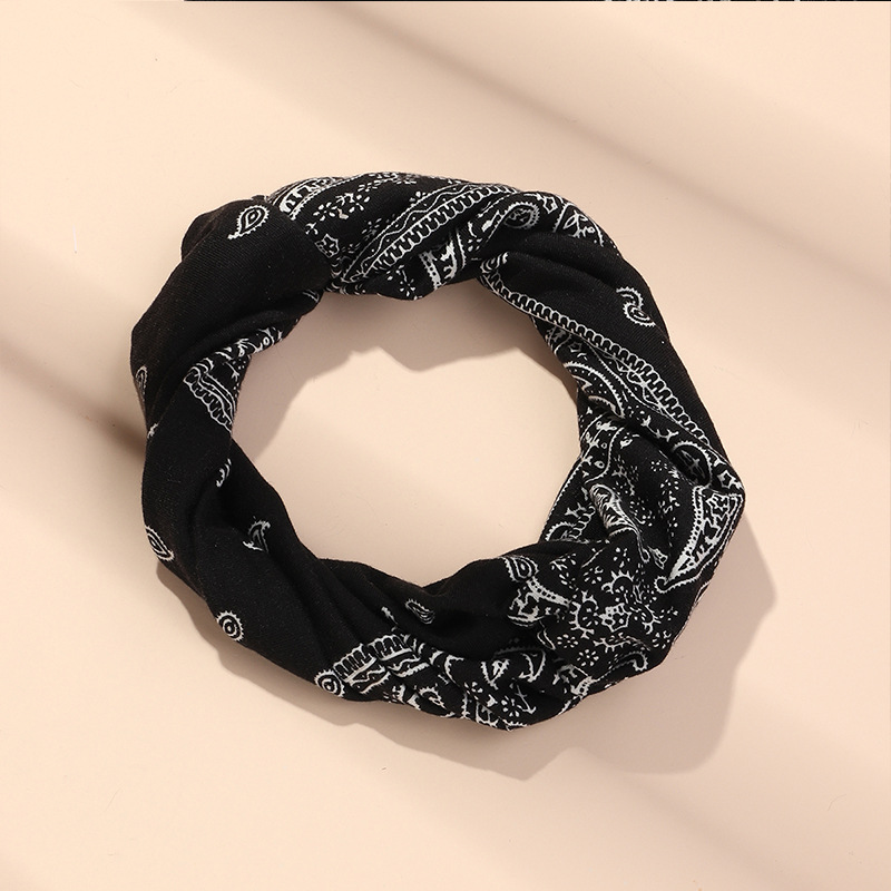 Fashion Simple Cross Chic Wide Brim Sweet Retro Printing Headdress Fresh Hair Accessories Wholesale display picture 1