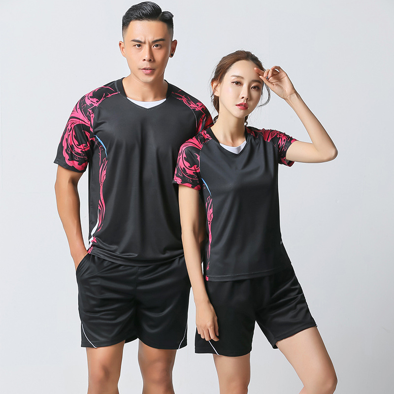 Quick drying Short sleeved badminton suit men and women Sweat motion Jersey Training clothes Printing Training clothes wholesale