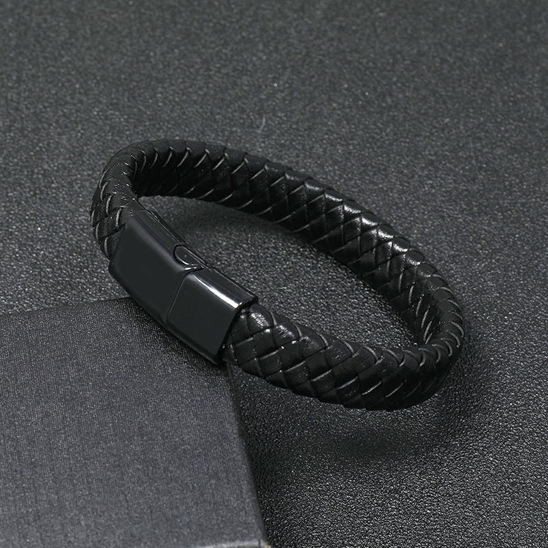 simple leather alloy magnet buckle retro bracelet