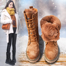 皮毛一體雪地靴女真皮中筒22冬季面包鞋保暖加絨加厚大碼棉鞋跨境