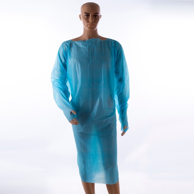 CPE Gowns disposable waterproof Anti-oil thumb Cuff cpe Robe isolation suit disposable Gowns