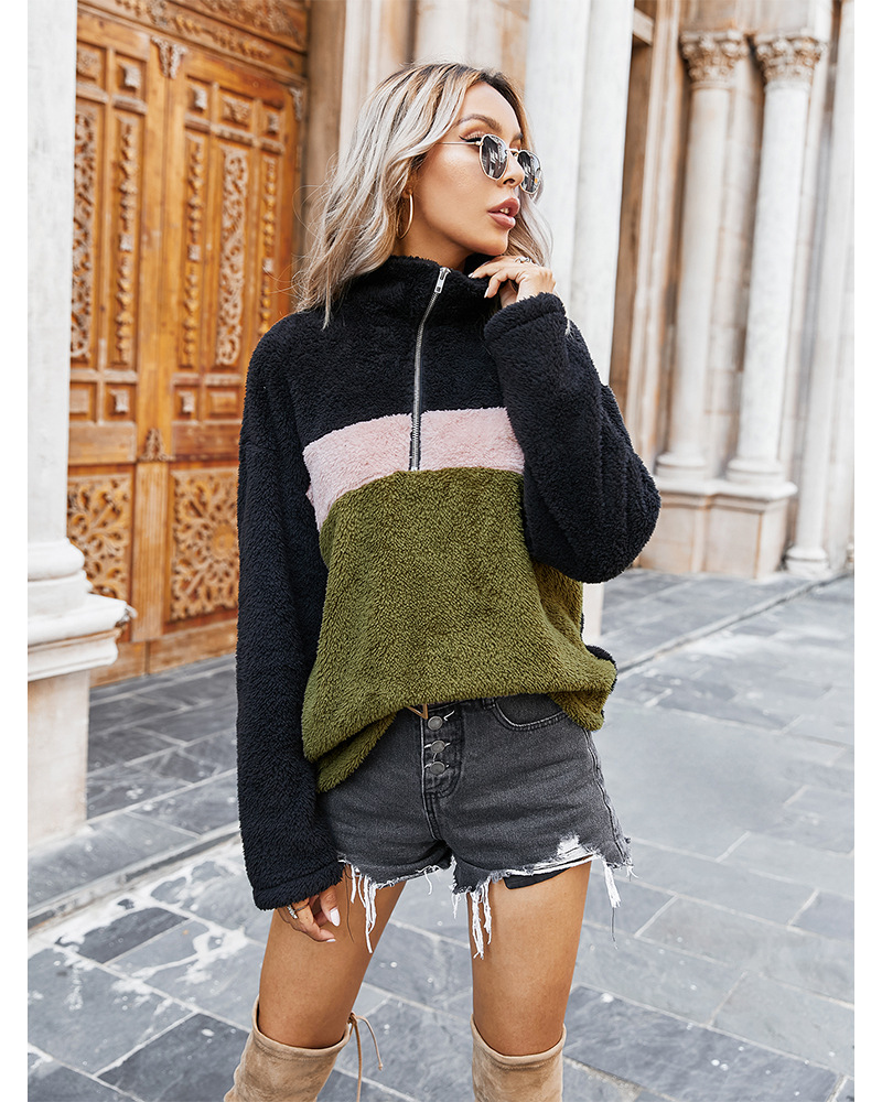 winter women s new tops lapel plush sweatershirt women NSKA188