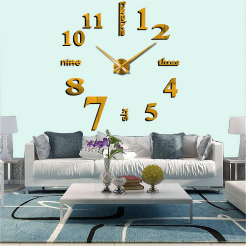 DIY Simple Living Room Wall Clock Art Clock Personalized 3D Large Clock Large Size Wall Clock Creative Home Decor Wall Sticker Clock