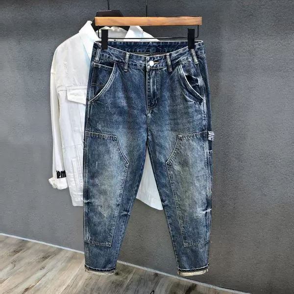 Blue Panel Pocket Pants