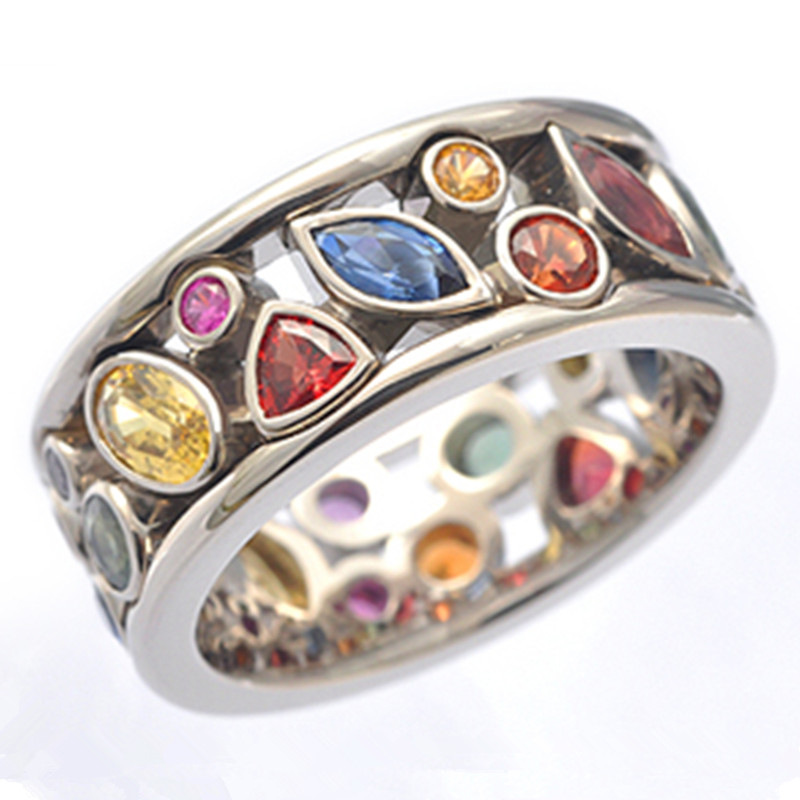 Exquisite Geometric Pattern Hollow Diamond Multicolor Copper Ring Female Simple Zircon Jewelry display picture 3