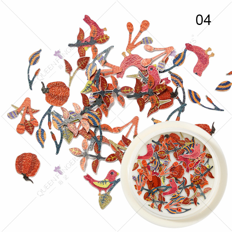 Joyas de manicura de la princesa inswind coloridas flores y hojas pájaros mariposas primavera serie de pulpa de madera parche de manicura