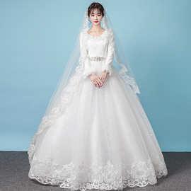 夏季主婚纱2024新款新娘保暖白色长袖加厚法式超仙森系夏天女