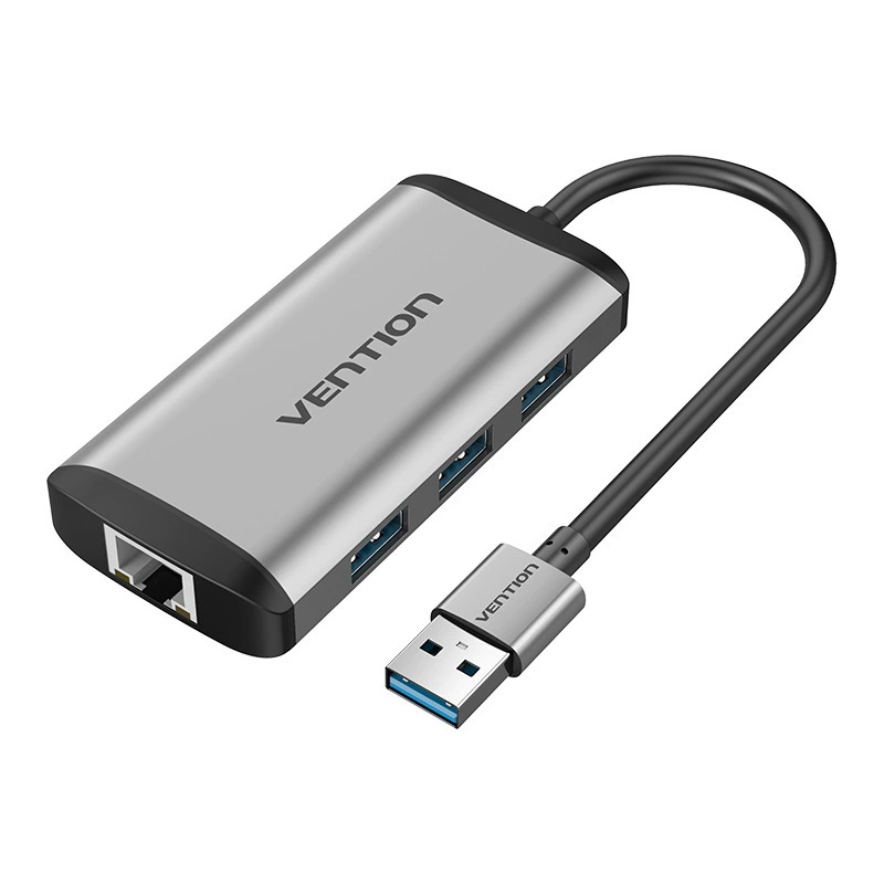 威迅 Новая серия CKB USB3.0*3+RJ45 гигабитный сетевой порт хаб металлик серый 0.15 метра