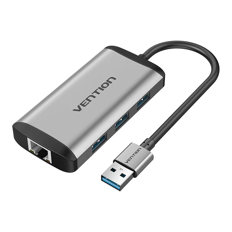 威迅 Новая серия CKB USB3.0*3+RJ45 гигабитный сетевой порт хаб металлик серый 0.15 метра
