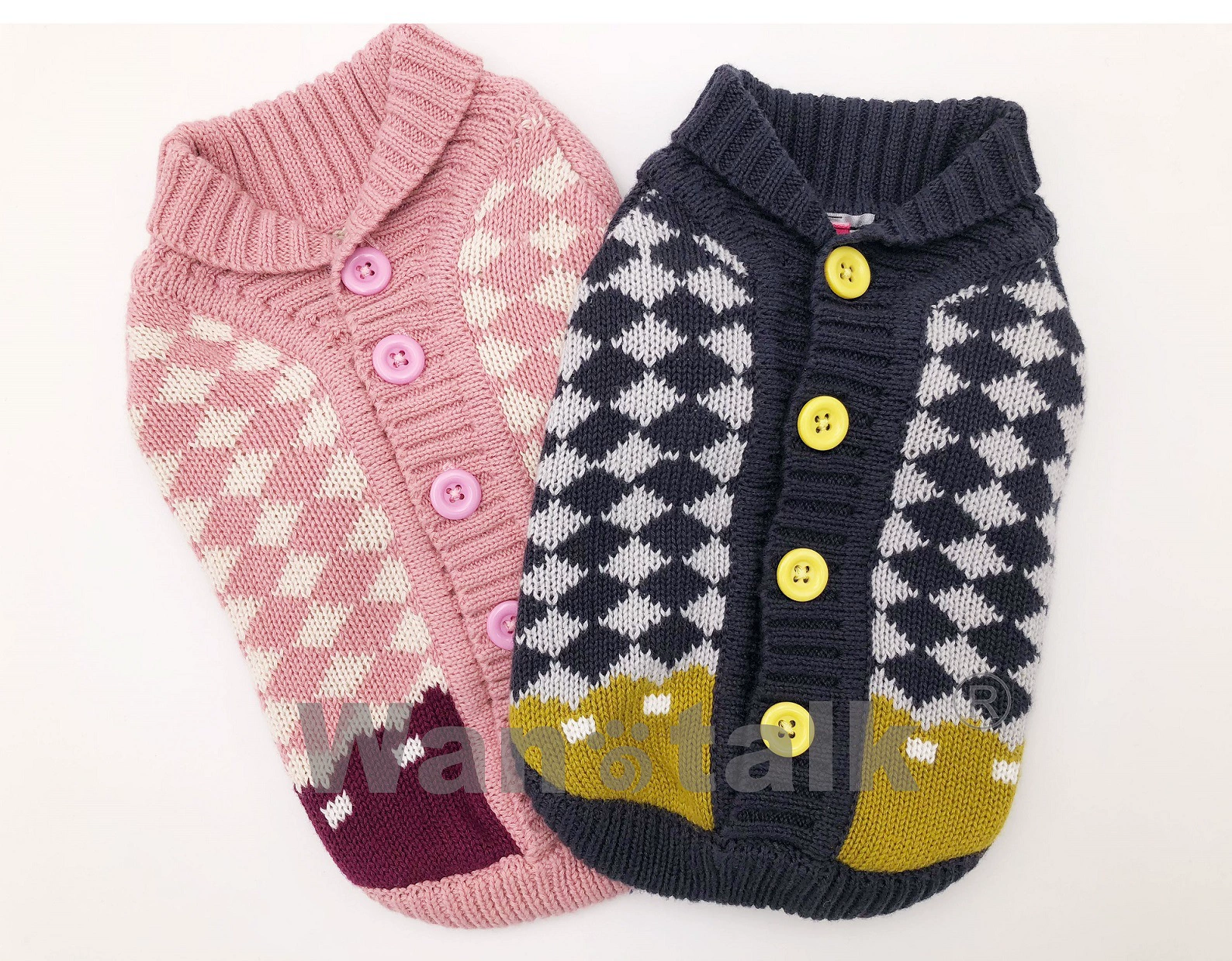 Pet свитер вязаный собака свитер кардиган пуговицы кардиган + шаль воротник + длинный рукав