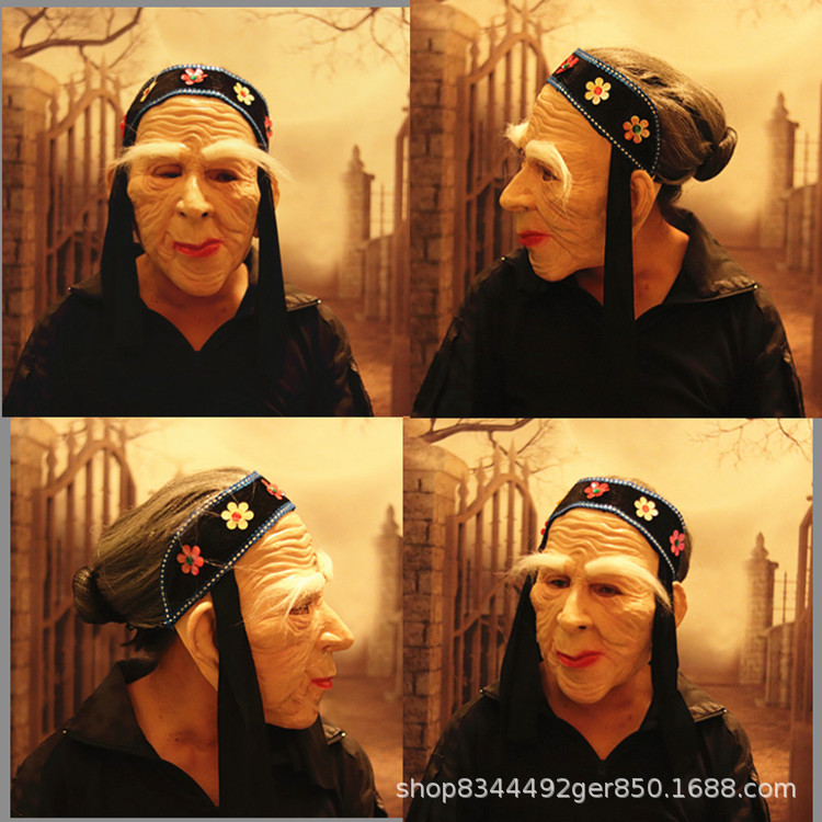 Mengpo máscara de Halloween Horror tocados látex Casa Encantada vestir anciana etapa rendimiento apoyos Ventas Directas la fábrica