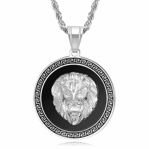 European and American original trendy brand, domestically popular titanium steel gold-plated diamond-studded lion head hip-hop pendant.