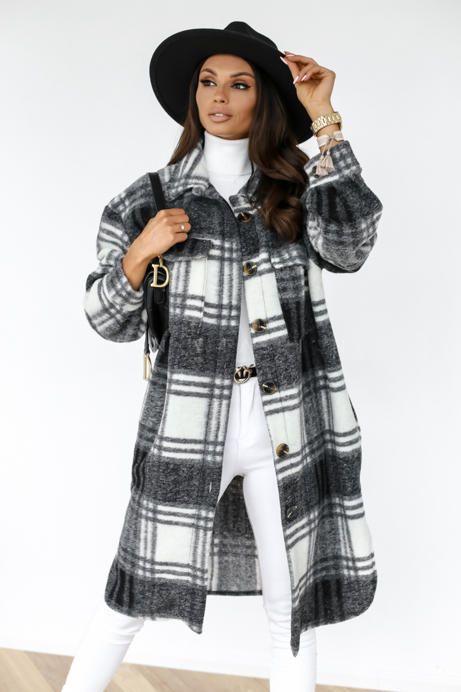 Women's Fashion Stripe Patchwork Woolen Coat display picture 2