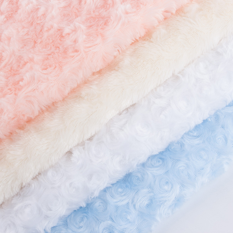 现货 230克PV绒磨圈pv绒拧花压花小玫瑰面料玩具服装绒布面料