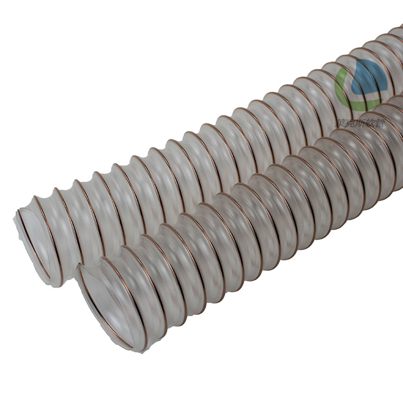 供应PU聚氨酯钢丝管 镀铜钢丝软管 PU聚氨酯风管 PU钢丝吸尘管