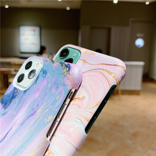 Creative water paste marble hard shell suitable for Apple 11pro mobile phone case XR ink PC case 7plus