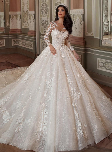 Wedding dress 2020 new look thin puff sk...