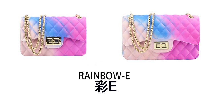 Clearance gradient graffiti colored jelly bag, diamond-shaped chain bag, small square bag for export, single-shoulder bag, crossbody bag undefined