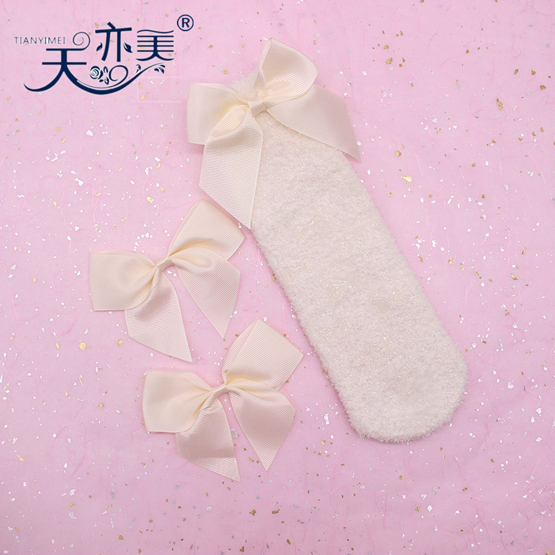 Otoño e invierno calcetines embalaje decorativo arco 4cm hilo rojo cinturón hecho a mano arco accesorios pequeña flor