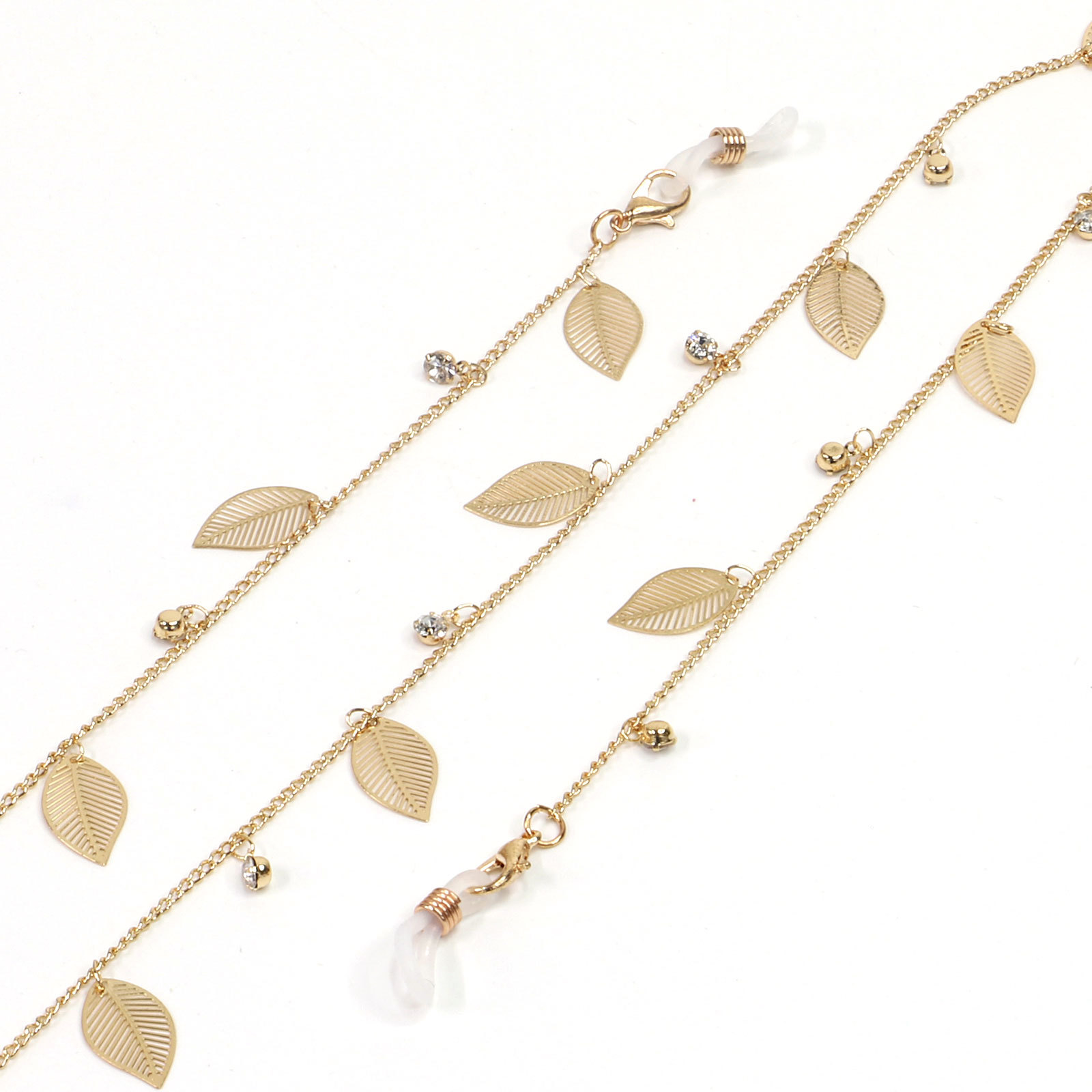 Hot Fashionable Simple Golden Leaves Rhinestone Glasses Chain  Wholesale Nihaojewelry display picture 2