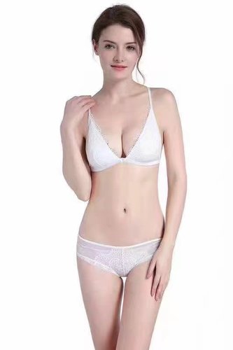 Fashionable European and American Thin Sexy Lace Triangular Cup Wireless Front Buckle Bra Underwear Set 1618