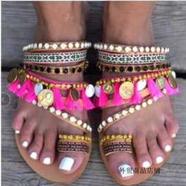 波西米亚凉鞋女鞋大码40-43 women flat sandals shoes size 43