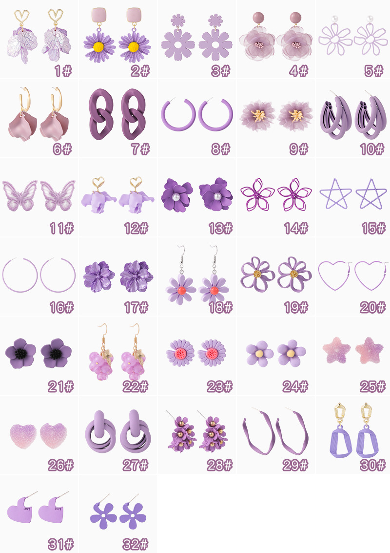 Fashion 925 Silver Needle Earrings Yiwu Nihaojewelry Wholesale New Purple Simple Earrings Korean Flower Earrings display picture 23