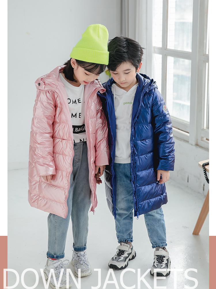 2020新款儿童羽绒服中长款男女童小银人面料连帽外套反季地滩经济
