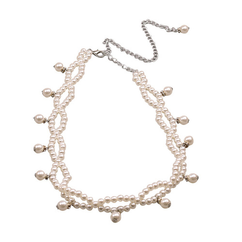 Belt women's pearl waist chain European and American simple pearl tassel pendant decorative belt belly dance dance chain with skirt