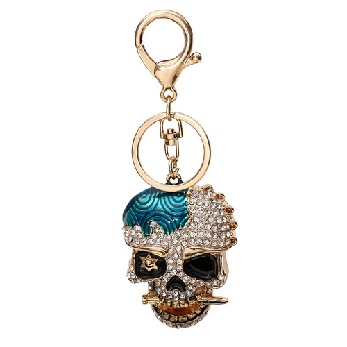 The new Europe and the United States set auger creative metal skull key stereo hip-hop car straight for handbags accessories manufacturer