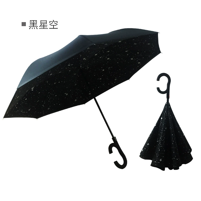 Creative double -layer C -type automatic reverse umbrella avoiding the sun umbrella car fixed rod reverse umbrella ads reverse umbrella