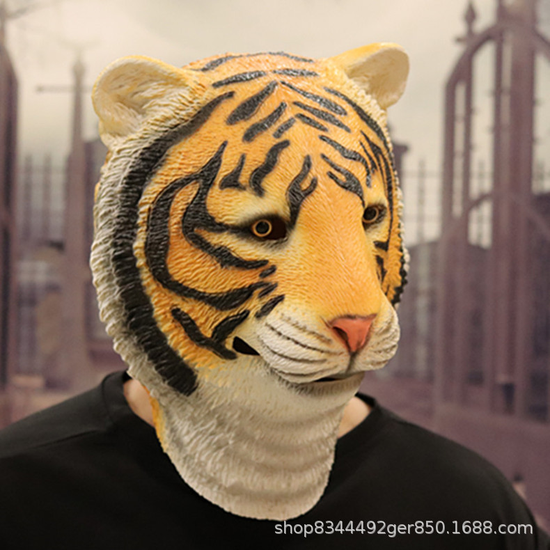 Tigre animal capucha máscara Halloween horror divertido Live rendimiento props Sur China Tiger máscara