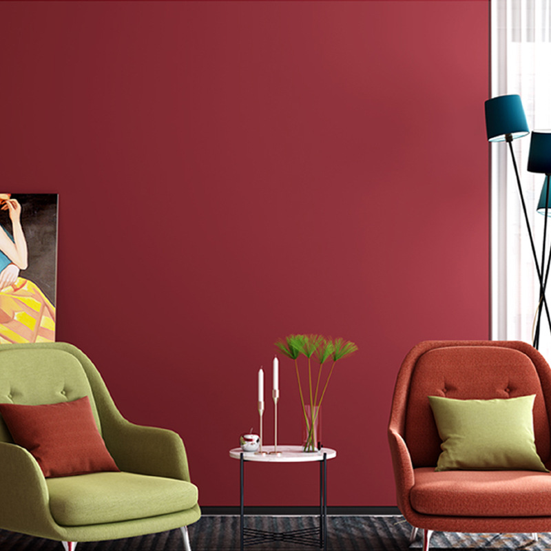 大紅色黑色白色無紡布牆紙臥室客廳背景牆素色純色現代簡約壁紙