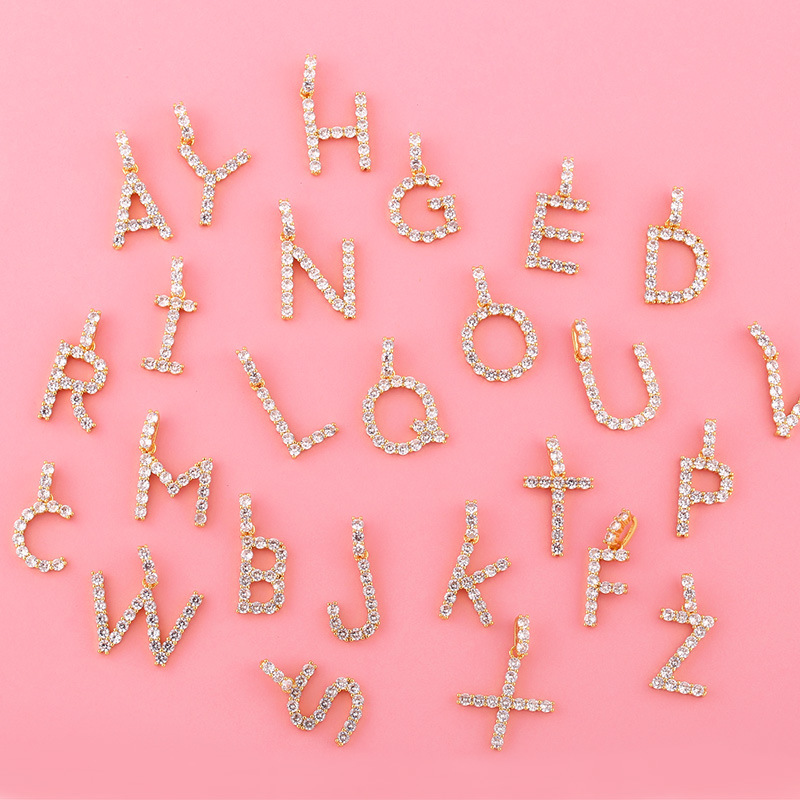 new 26 English alphabet necklaces creative jewelry diamond alphabet necklace wholesalepicture19