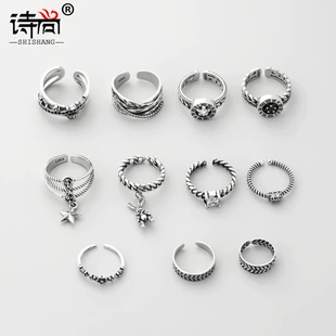 Fashionable ring, retro zirconium, silver 925 sample